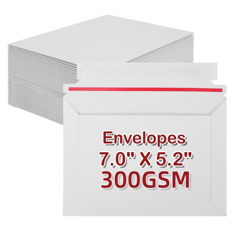50 PCS 7×5.2 Inch Thickened White Self Seal Rigid Mailers Stay Flat Envelopes
