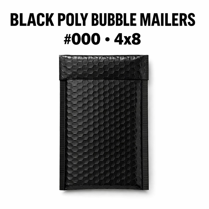 Wholesale 1000 Black Poly Bubble Mailers #000 4x8 Tear & Water Resistant gallery