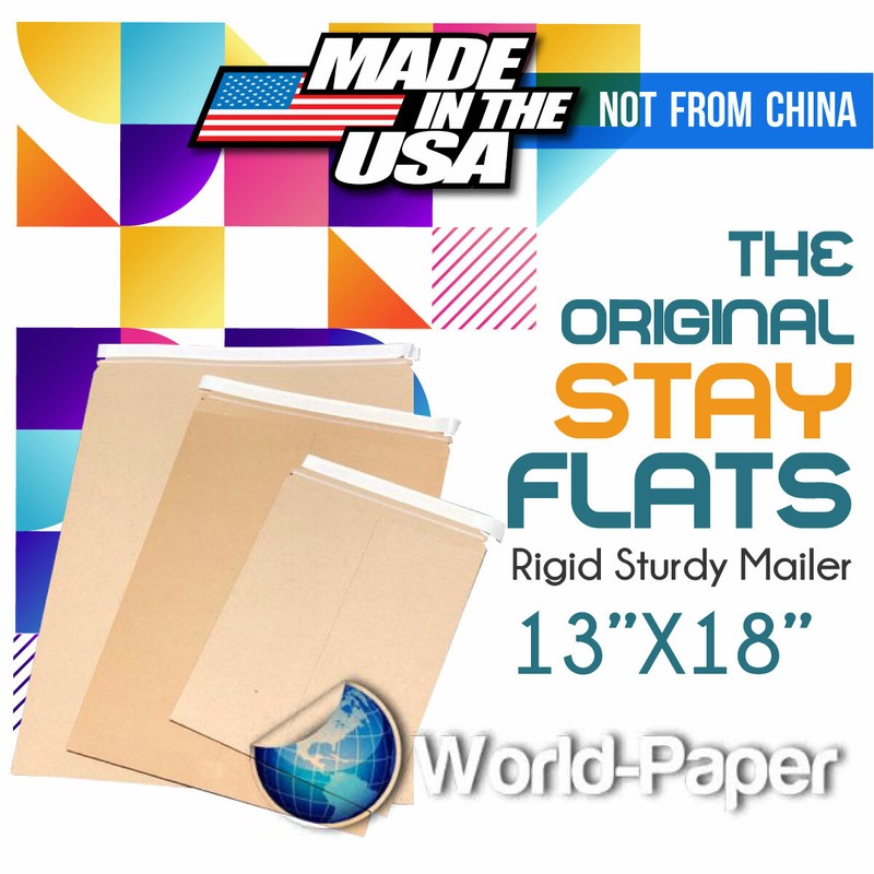 10-Stayflats Plus Mailers | Rigid Shipping Envelopes Tamper Evident 13×18″