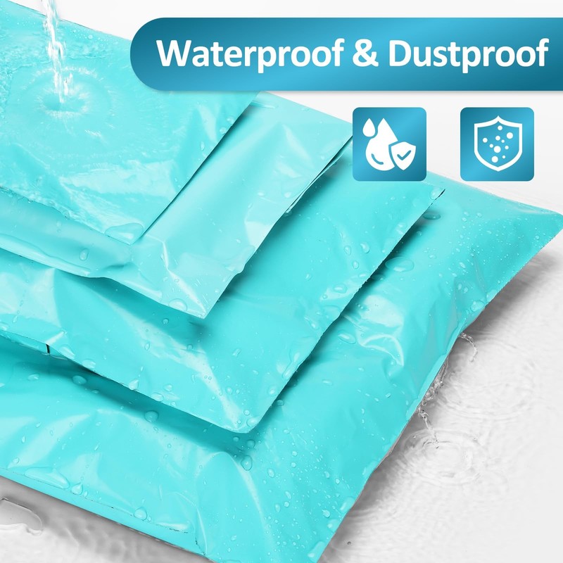 100 Pack Not Padded Teal Poly Mailers Variety Pack, 10x13 Inch & 12x15.5 Inch... gallery