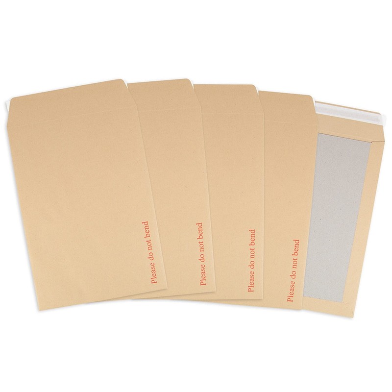 Postmaster A4 C4 Do Not Bend Board Backed Envelopes Peel Seal 50 A4, Brown
