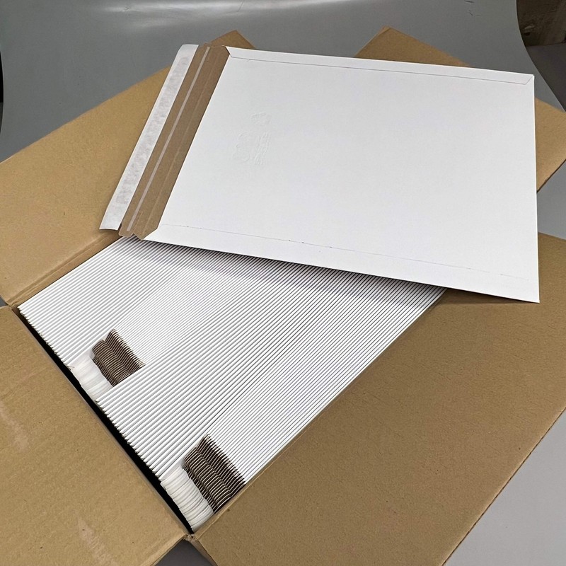 (100 PACK) Paperboard Mailers Cardboard Envelopes 11″x13.5″ White MJ-5-11X13.5