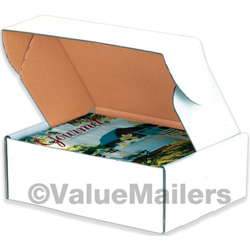 50 – 15 1/8 x 11 1/8 x 3 White Front Tab Lock Protective Shipping Mailer Box