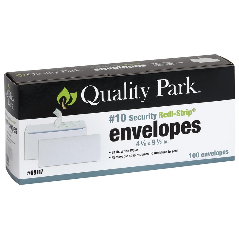 Quality Park #10 Security Envelopes, No Window, Redi-Strip Self Seal 1, White