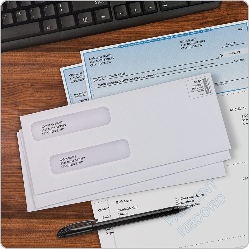 #8 Double Window Envelopes, Seal Envelopes for QuickBooks Checks, 3 5/8" x 8 ... gallery