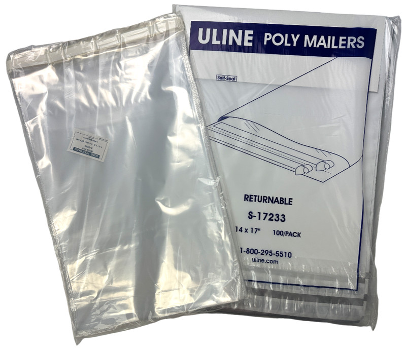 14×17 Shipping Poly Mailers – 12×18 Clear Plastic Apparel Bags ULINE 100 Each