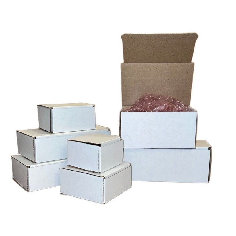 200 8x4x2 White Cardboard Paper Boxes Mailing Packing Shipping Box Corrugated... gallery