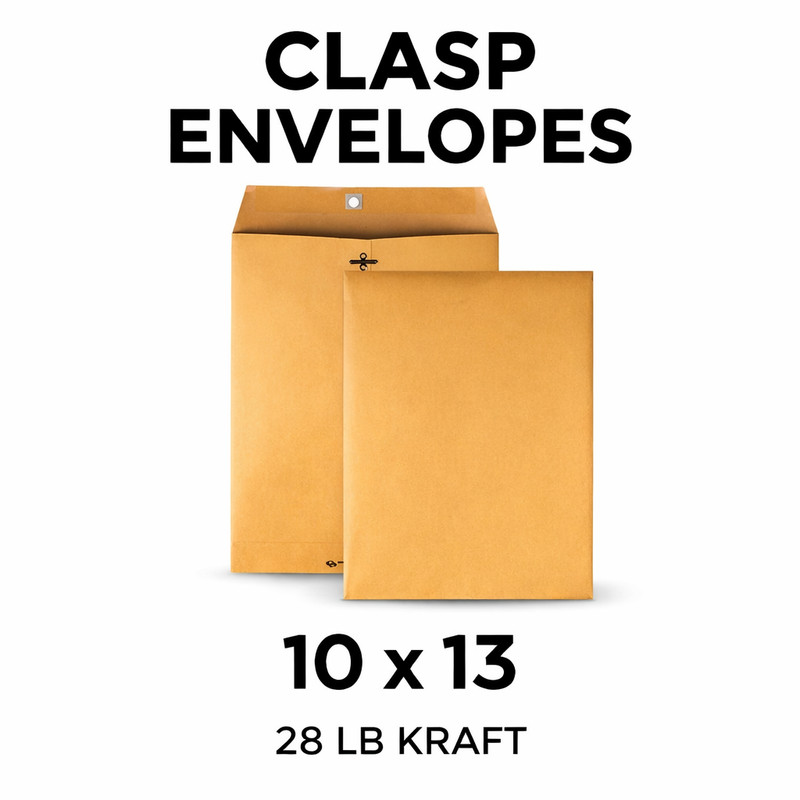 10×13 Kraft Clasp Envelopes #97 Brown 28lb Metal Clasp Catalog Mailing 10-300