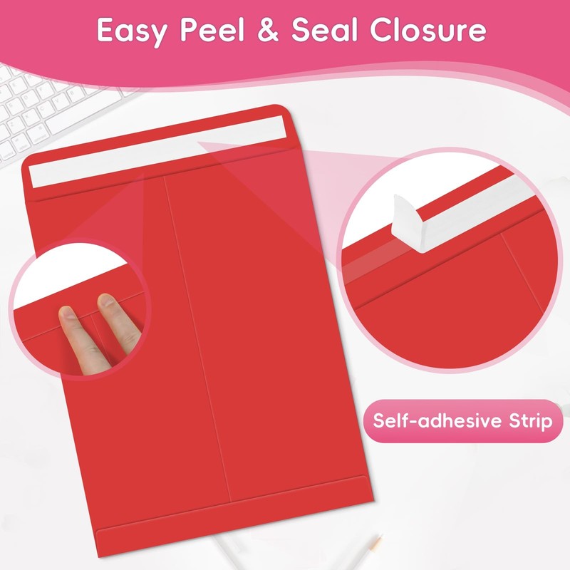 25 Pack Colored Mailing Envelopes, 9 x 12 Inches Self-Seal 9x12, Multicolor gallery