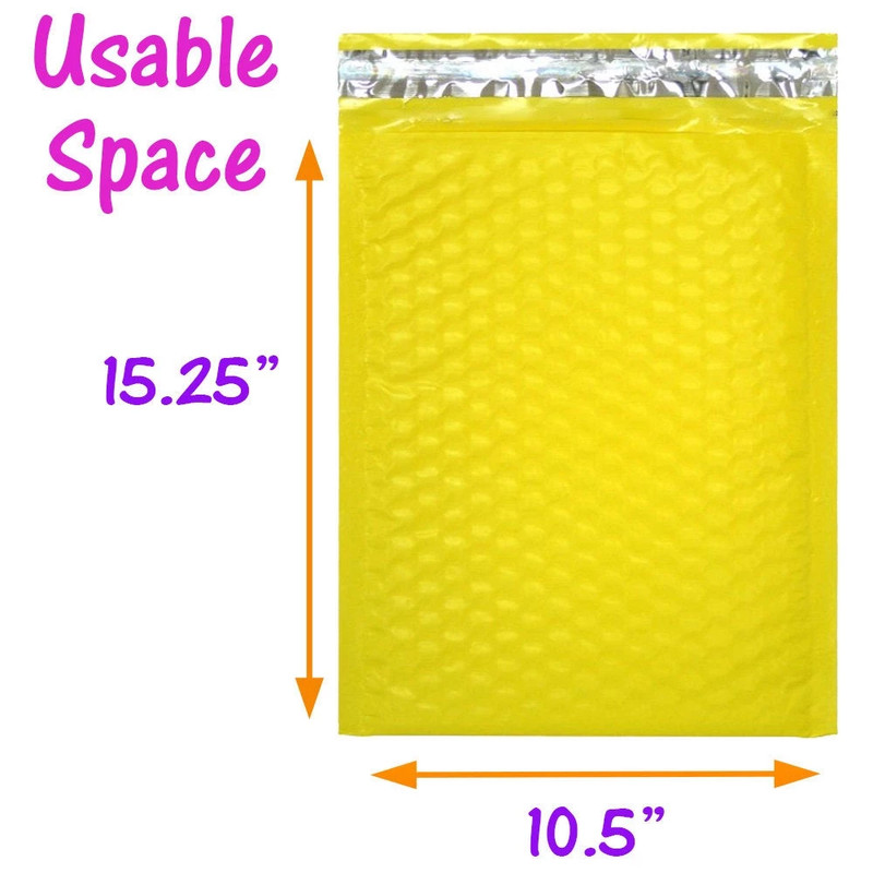30 Pack 4x8, 6x10", 8.5x12, 10x15 Hot Pink, Yellow, Purple Poly Bubble Mailers gallery