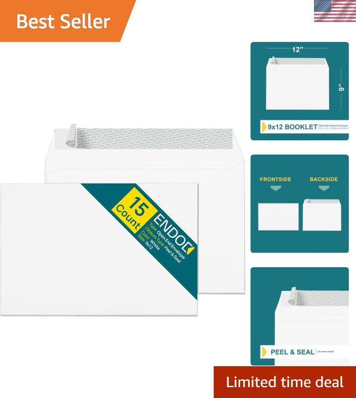 15-Pack 9×12 Self-Seal Booklet Envelopes – Professional Durable White Paper