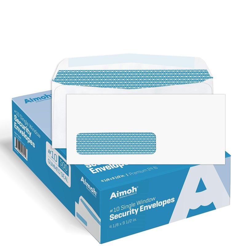 #10 Single Left Window Security Tinted Envelopes, Gummed Closure, Size 4-1/8 ...