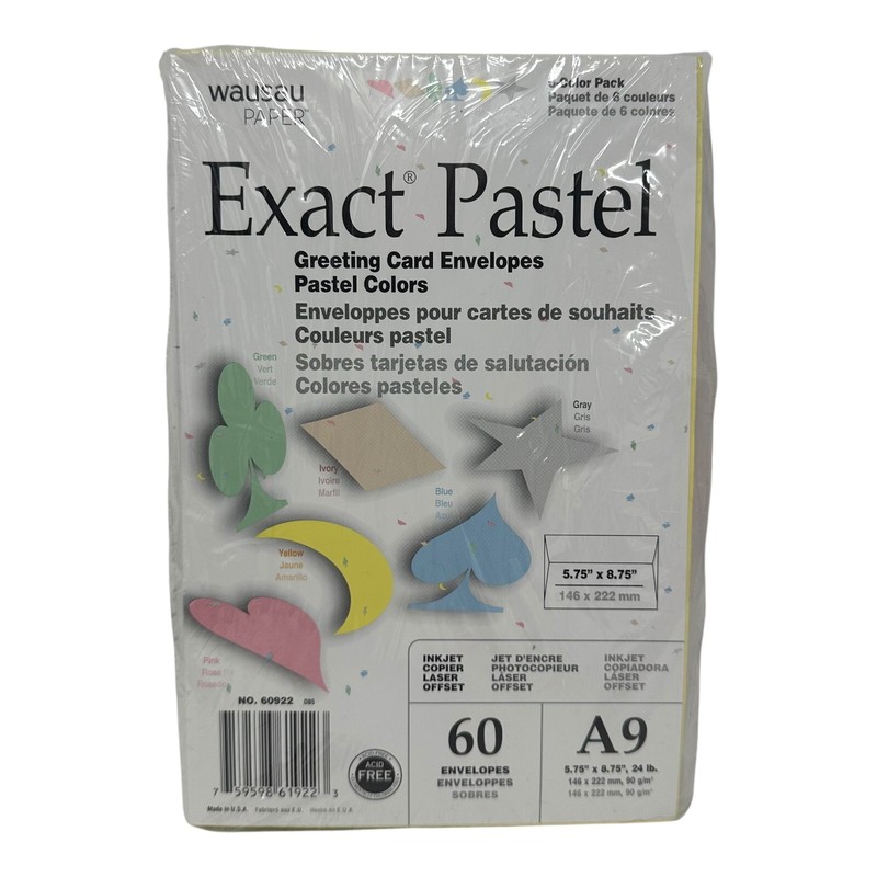 Vintage Y2K Wausau Paper Pastel Greeting Card 60 Envelopes 5.75″ x 8.75″ 24 lb