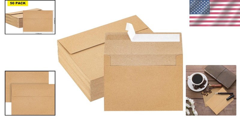High-Quality 5x7 Self-Seal Kraft Envelopes - 50 Pack for Invitations & Postcards gallery