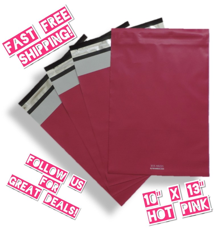300 Hot Pink 10×13 Designer Poly Mailers Boutique Shipping Bags Gift