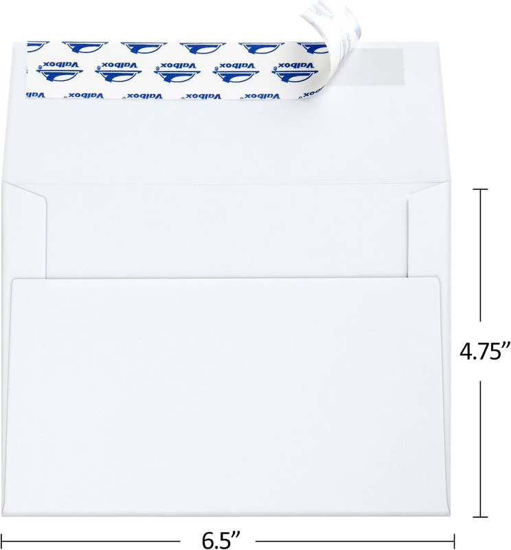 Valbox 100 Qty A6 Envelopes Self Seal 6.5 X 4.75" White Kraft Paper Invitation E gallery