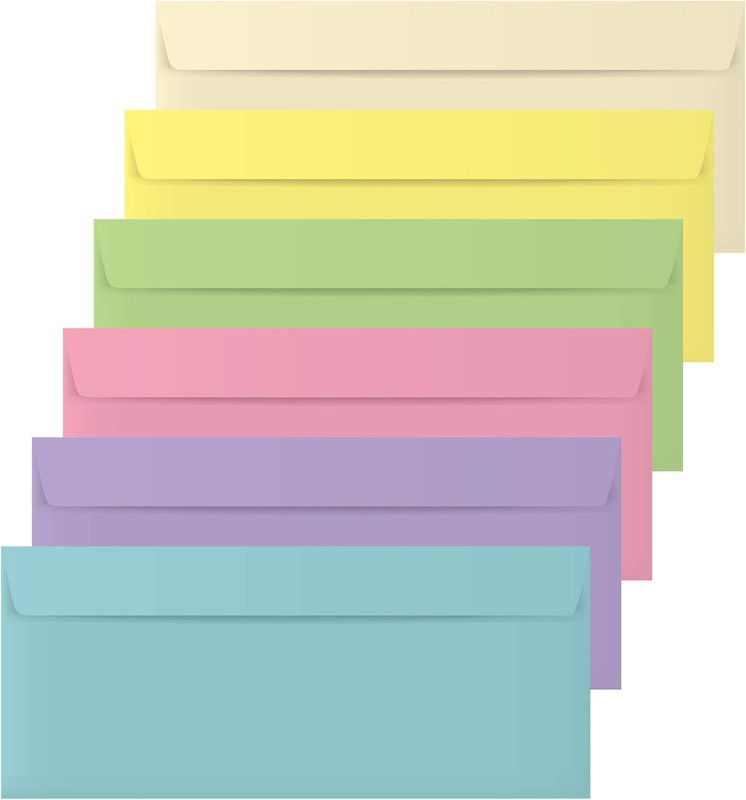 #10 Colored Envelopes - 120 Pack Pastel Color Business Envelopes, Square Flip... gallery