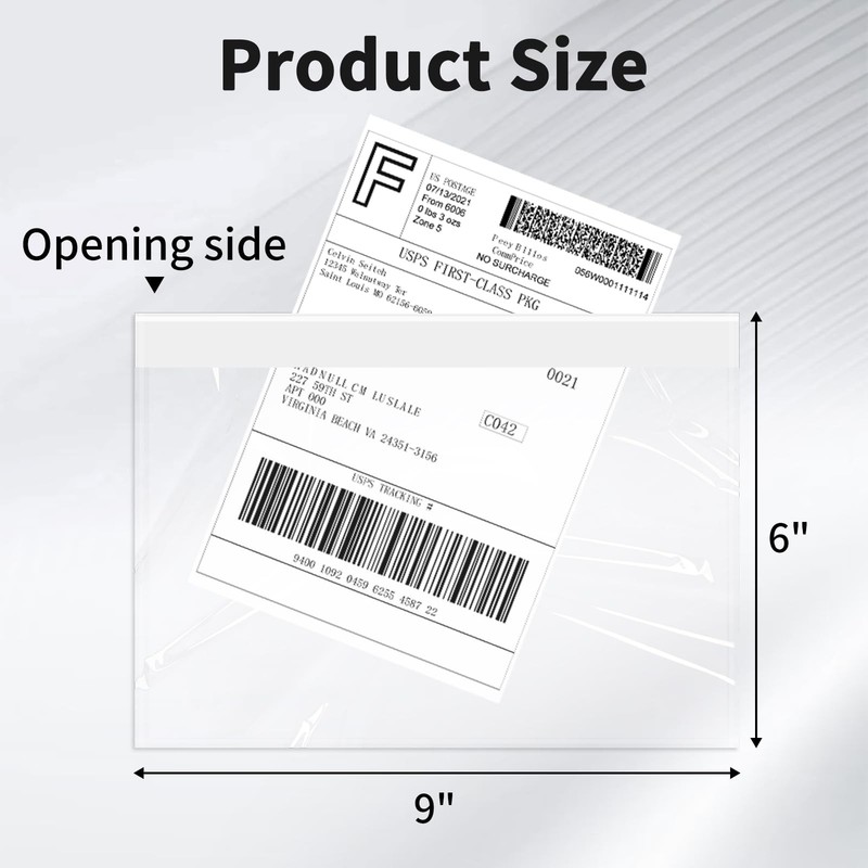 6" x 9" Clear Adhesive Top Loading Packing List Clear Shipping Pouches, Maili... gallery
