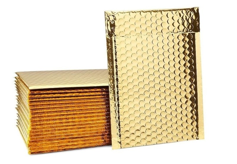 Premium Metallic Gold Bubble Padded Envelopes Self-Sealing Mailers 6"x9" gallery