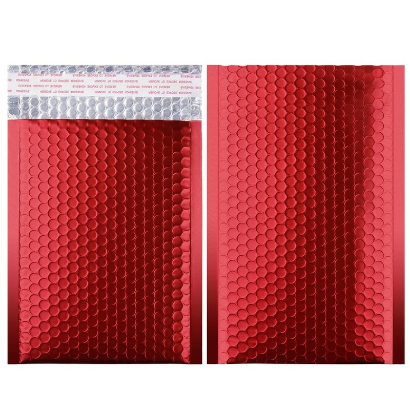 Metallic Matte Red Bubble Mailers – Durable 4×8 Inch Padded Envelopes with Se…