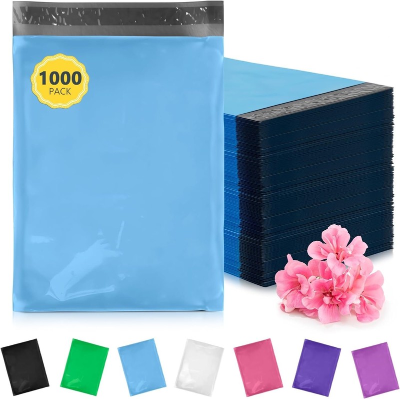 1000 Blue Flat Poly Mailers 10×13 Plastic Shipping Bags 2.0 mil Self-Sealing