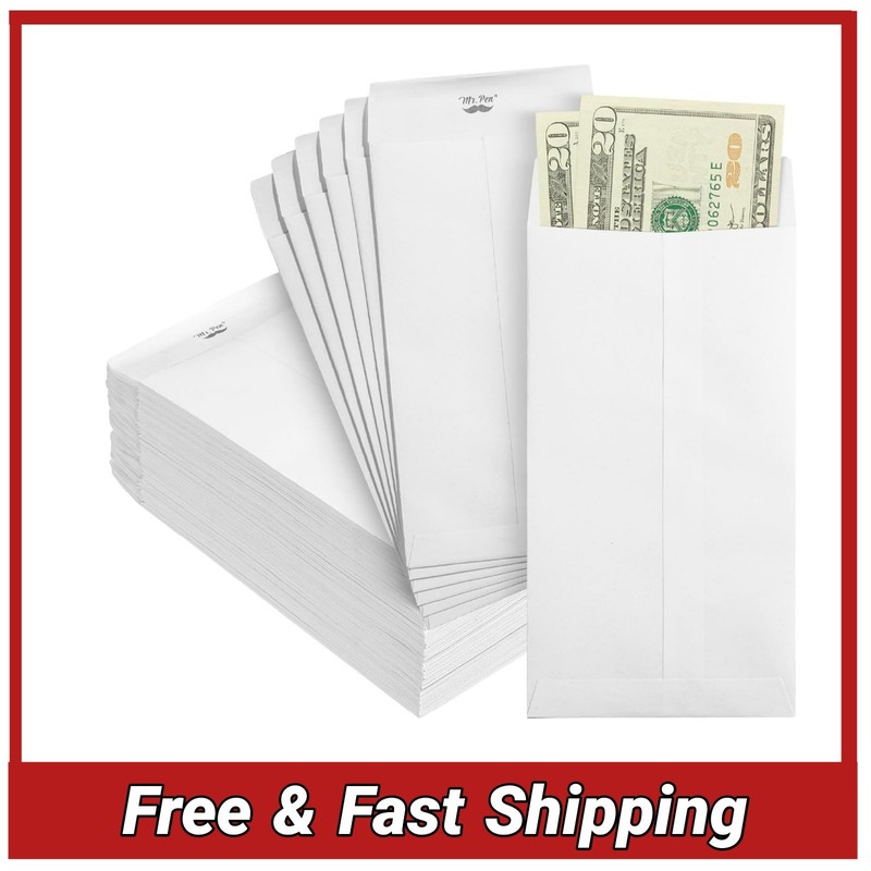 Money Envelopes 100 Pack Cash Budget Organizer Self Seal 6.5 x 3.5 White
