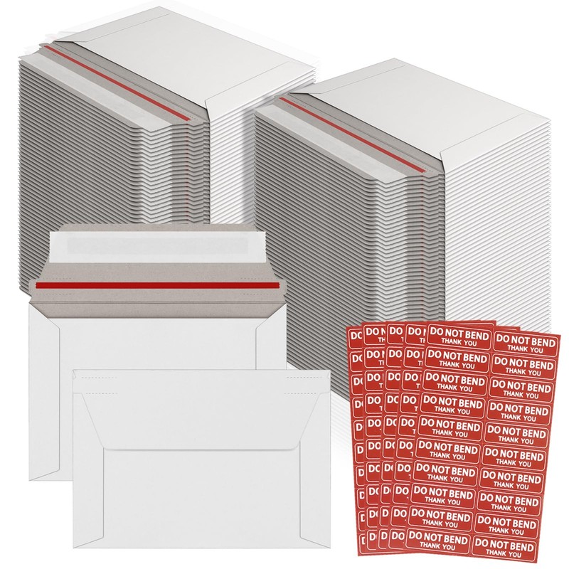 100 Pack Rigid Mailers 4.5×6.5 Inch Self Seal Document Mailers, Protective Fl…
