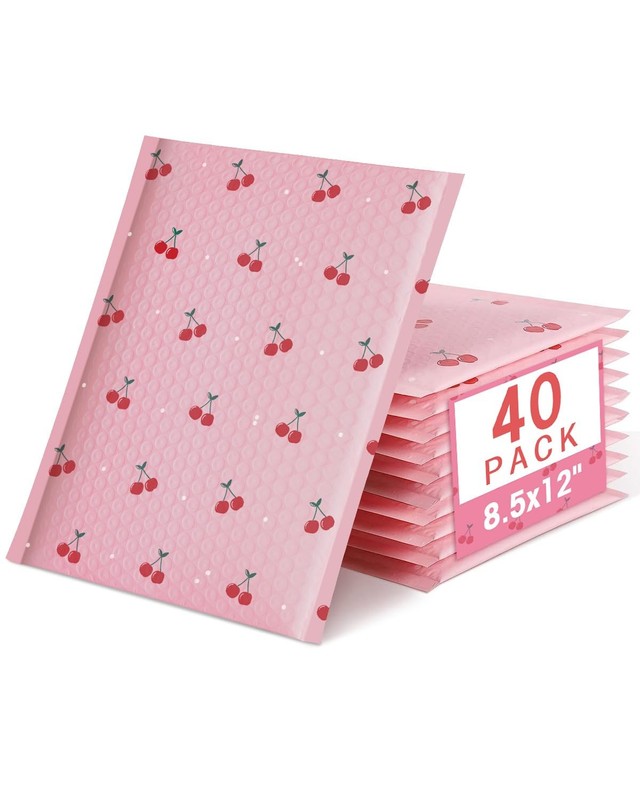 Bubble Mailers 8.5 x 11 Inch 40 Pack Cherry Pink Bubble Mailer Self Seal Adhe…
