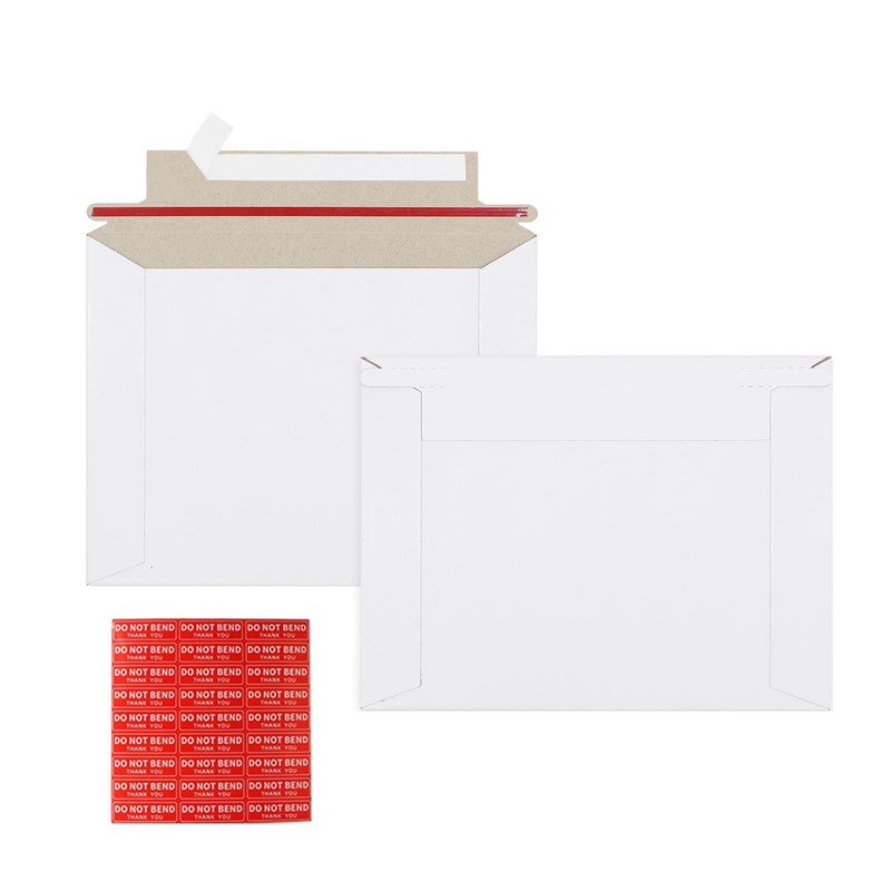 100 Pack Rigid Mailers 6.5×4.5 Self Seal Photo Document Shipping Envelopes White