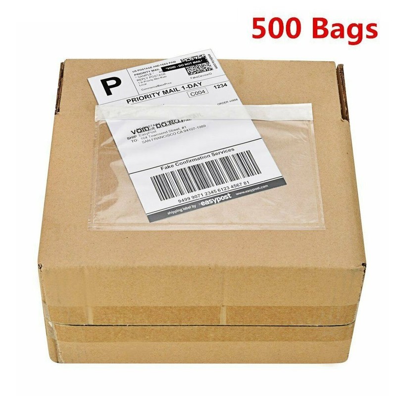 500 7.5″ x 5.5″ Clear Packing List Invoice Envelopes Seft Adhesive Free Shipping