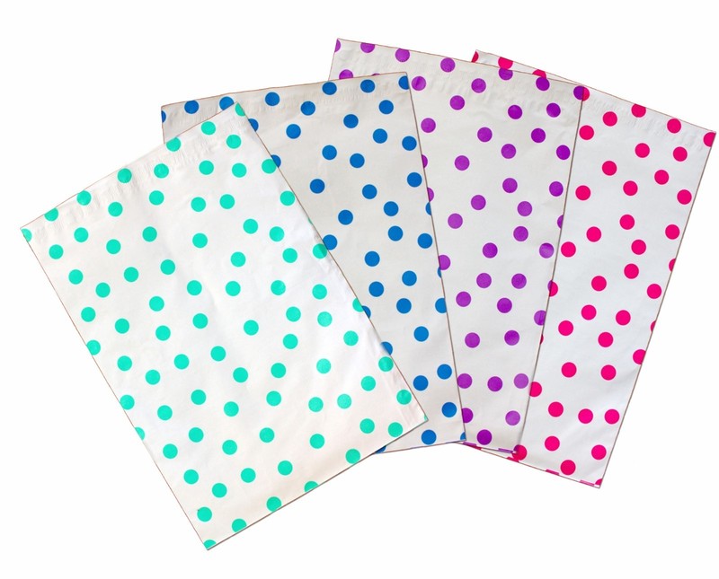 10" x 13" Pink|Teal|Purple|Blue Polka Dot -Flat Poly Mailers (200 Pack) gallery