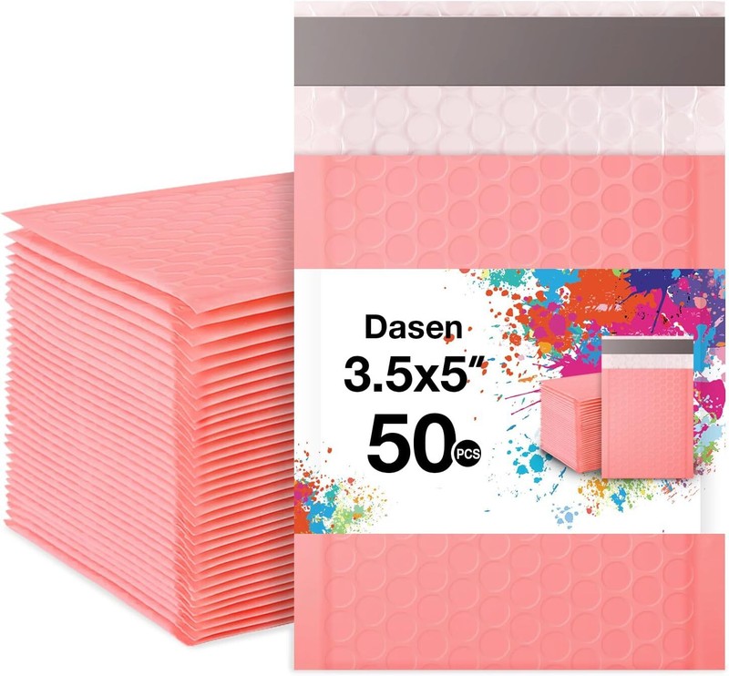 Dasen Bubble Mailers 3.5×5 Inch 50 Pcs,Small Self-Sealing Mail Shipping Bags,…