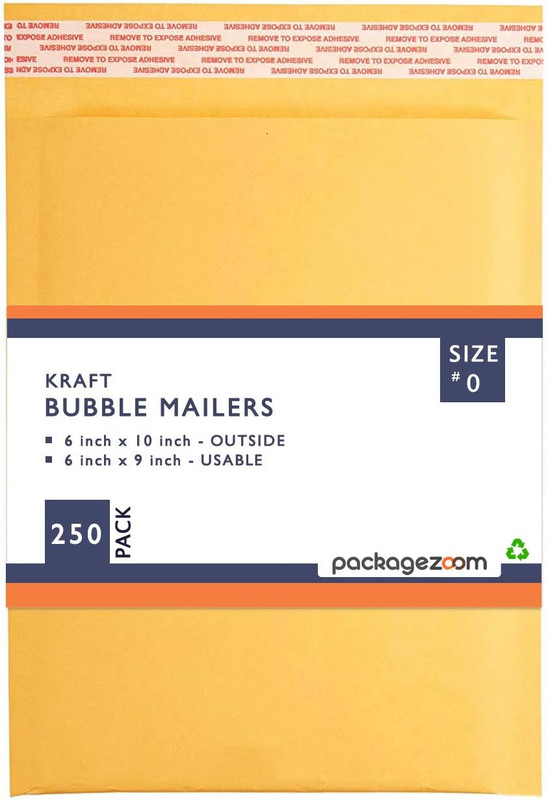 250 Pack Kraft Bubble Mailers 6×10 Padded Envelopes for Shipping