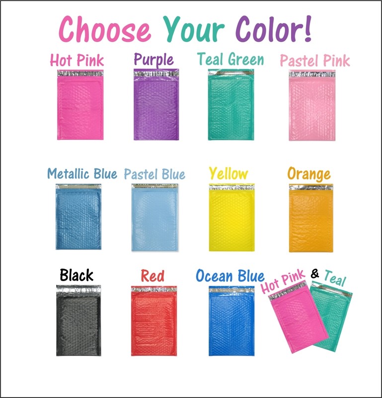 4×8 Hot Pink,Teal Poly Bubble Mailers, Colored Padded Shipping Mailing Envelopes