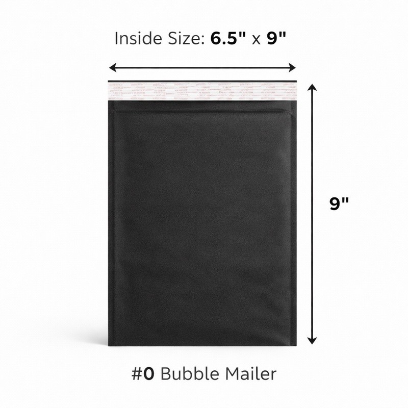 500 Black Kraft Bubble Mailers 6.5×9 #0 Padded Shipping Envelopes Peel & Seal