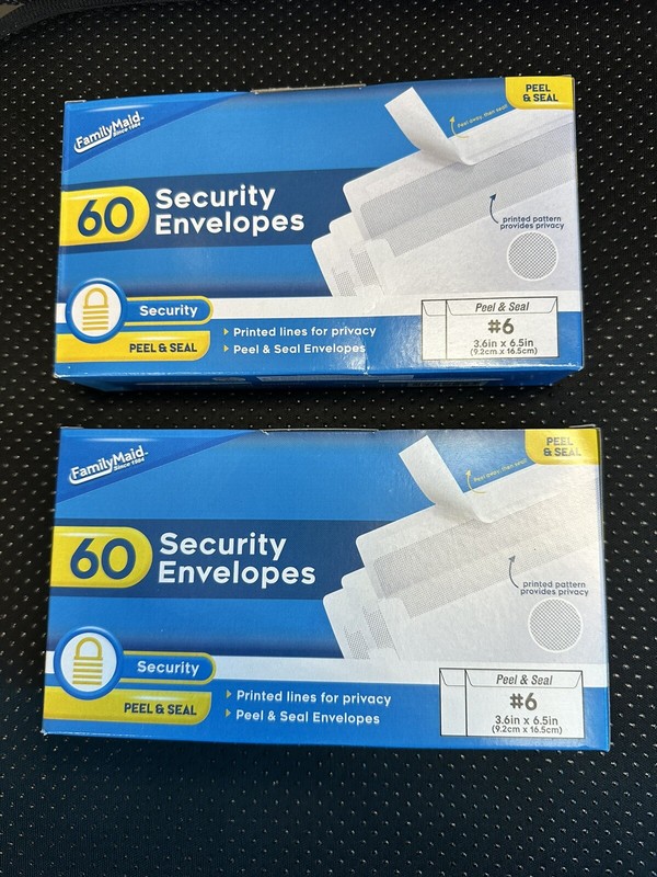 Set Of 2 (60 Count)Peel & Self Seal White Security Envelopes 3.6 inch X 6.5 inch