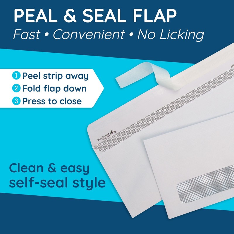 500 Left Window Envelopes Self Seal #10 Security Tint 4 1/8 x 9 1/2 Inches gallery