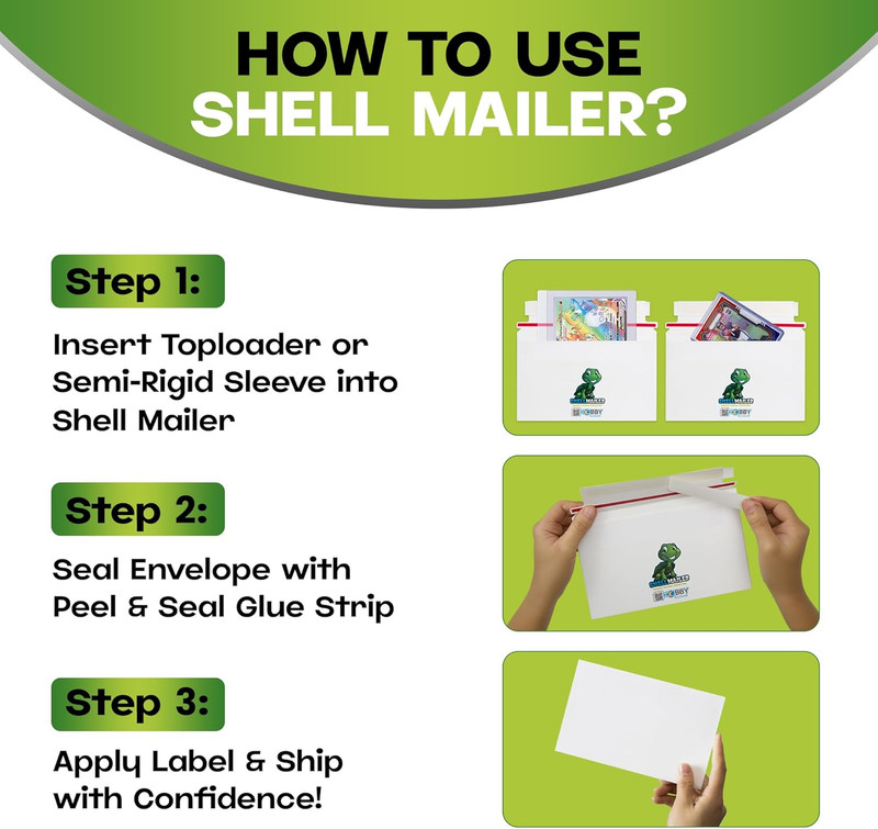 100 Pack Shell Mailer Trading Card Envelopes by , 7" X 4.35" Trading Card Mailer gallery