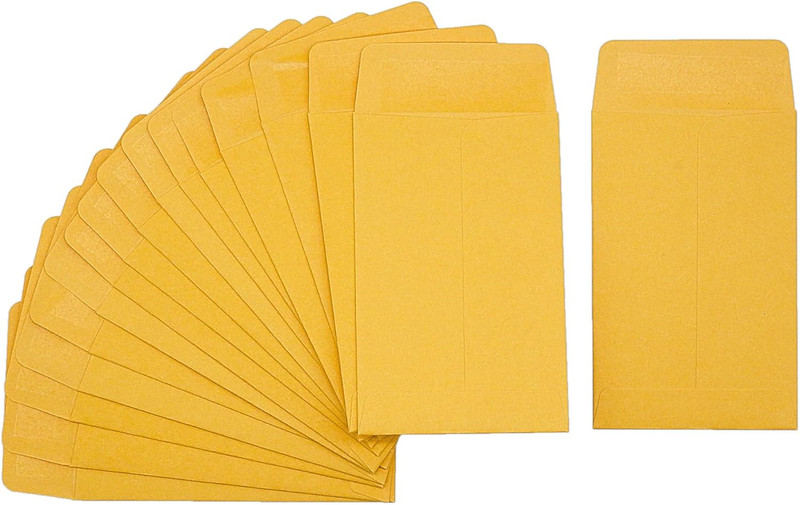 #1 120 Pcs Small Coin Envelopes 2.25″ X 3.5″ with Gummed Flap, 120PCS, Yellow