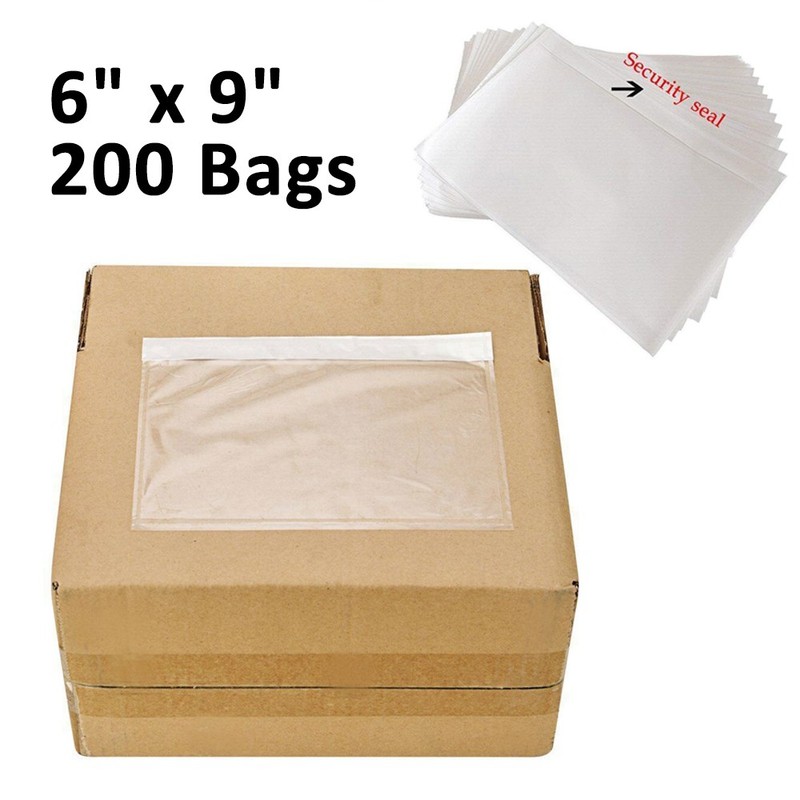 200 6″x9″ Clear Packing List Adhesive Top Loading Shipping Label Envelopes Bags