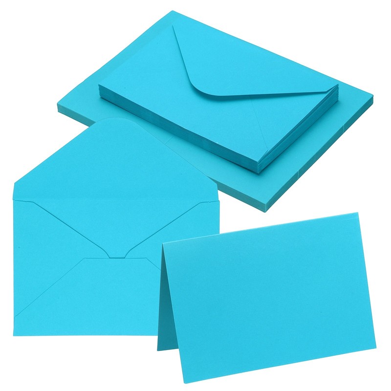 20Sets 4 x 6" Blank Greeting Cards and Envelopes, Right Angles Cards, Lake Blue
