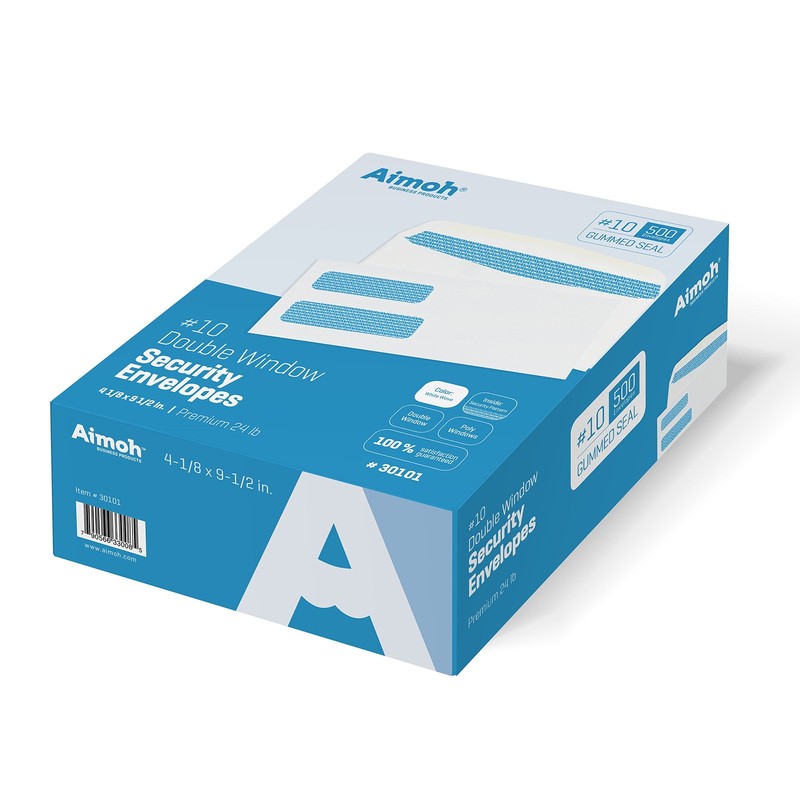 500#10 Double Window Security Business Mailing 4-1/8 x 9-1/2 inches, white gallery