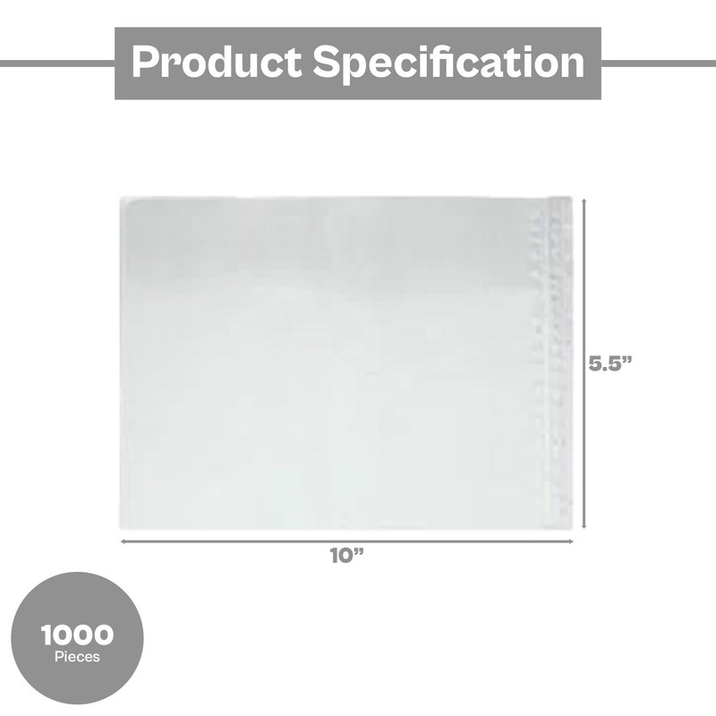 5.5"x10" Clear Packing List Envelopes Plain Face, Back Side Load, 1000 Pieces gallery