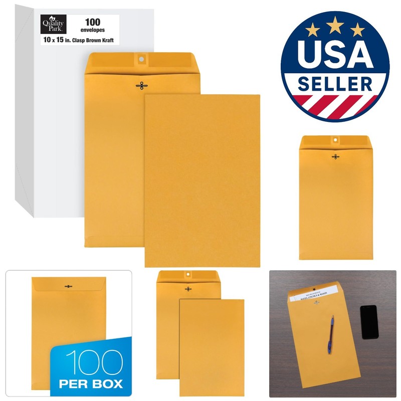 10 x 15 Kraft Clasp Envelopes – 100 Count Heavyweight Secure Document Storage