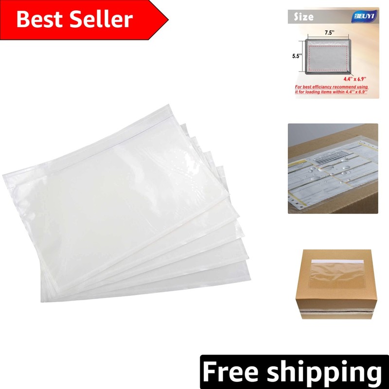 Waterproof Clear Shipping Label Sleeves – 800 Pcs, Self-Adhesive 7.5” x 5.5”