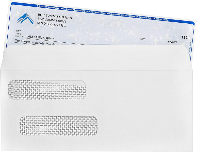 500 No. 8 Flip and Seal Double Window Security Check Envelopes - Designed for Qu gallery