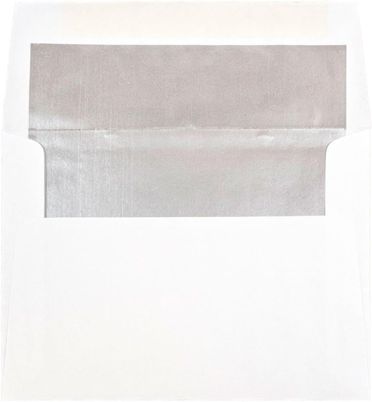 JAM PAPER A6 Foil Lined Invitation Envelopes – 4 3/4 x 6 1/2 – White with Silver