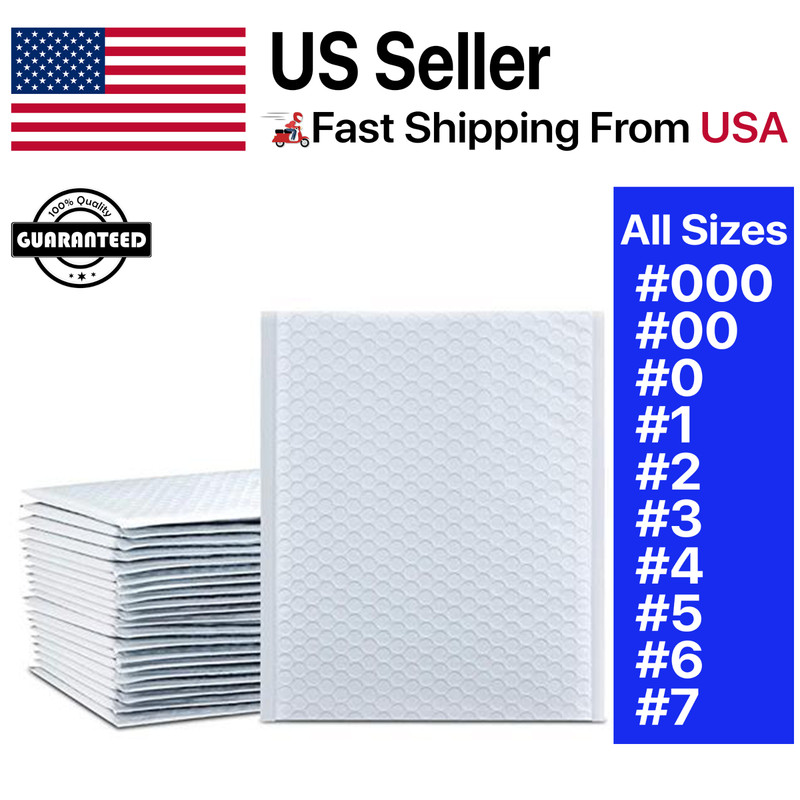 50/100/200/500 Poly Bubble Mailers Padded Envelope Shipping Bags Seal Any Size