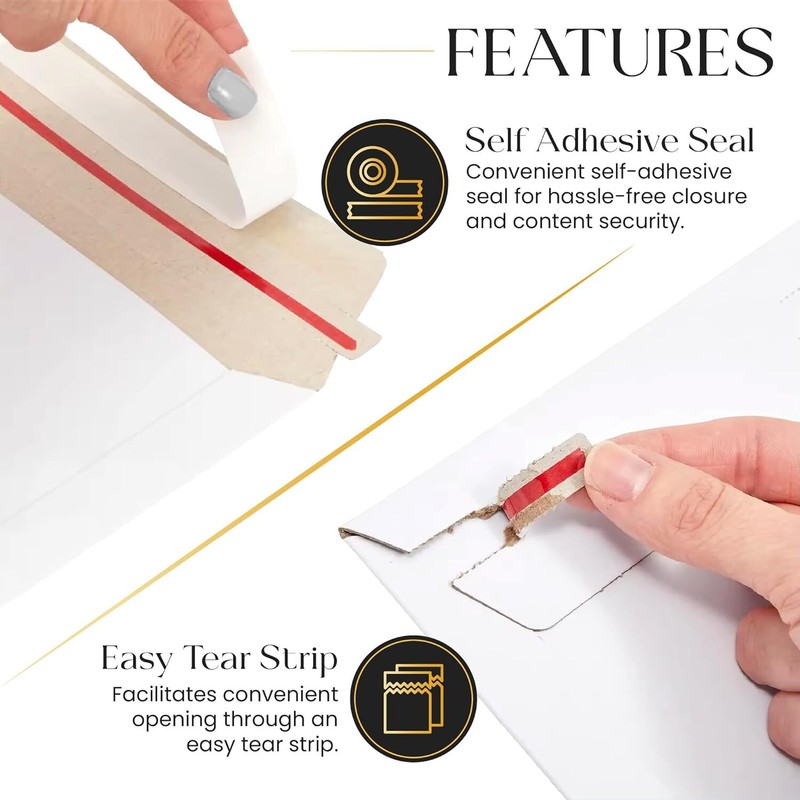 100-300Pack 4Size Rigid Photo Shipping Flats Cardboard Envelope Mailers 300GSM gallery