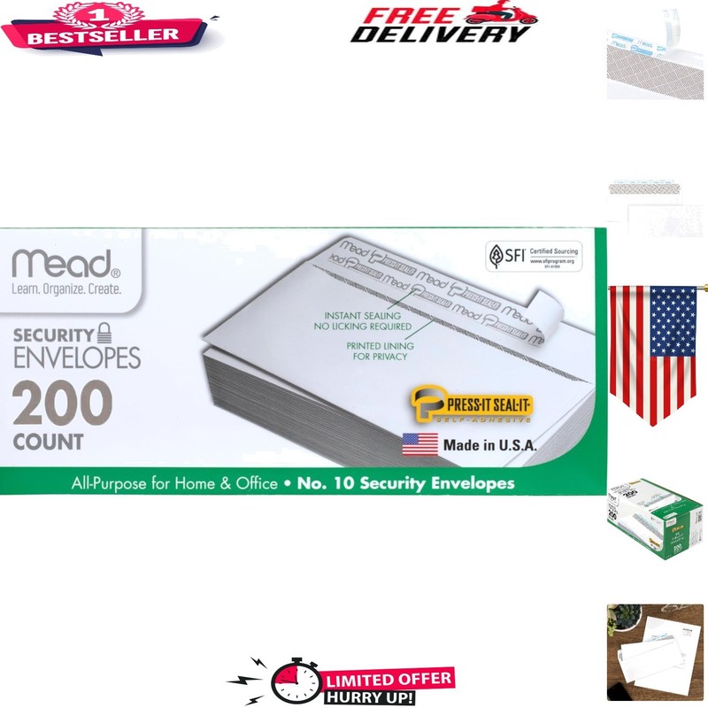 All-Purpose Self-Adhesive Envelopes 4-1/8″ x 9-1/2″ – 200 Count Privacy Package